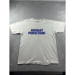 VINTAGE Absolut Vodka Promo Shirt‎ Mens XL White Made in USA Single Stitch